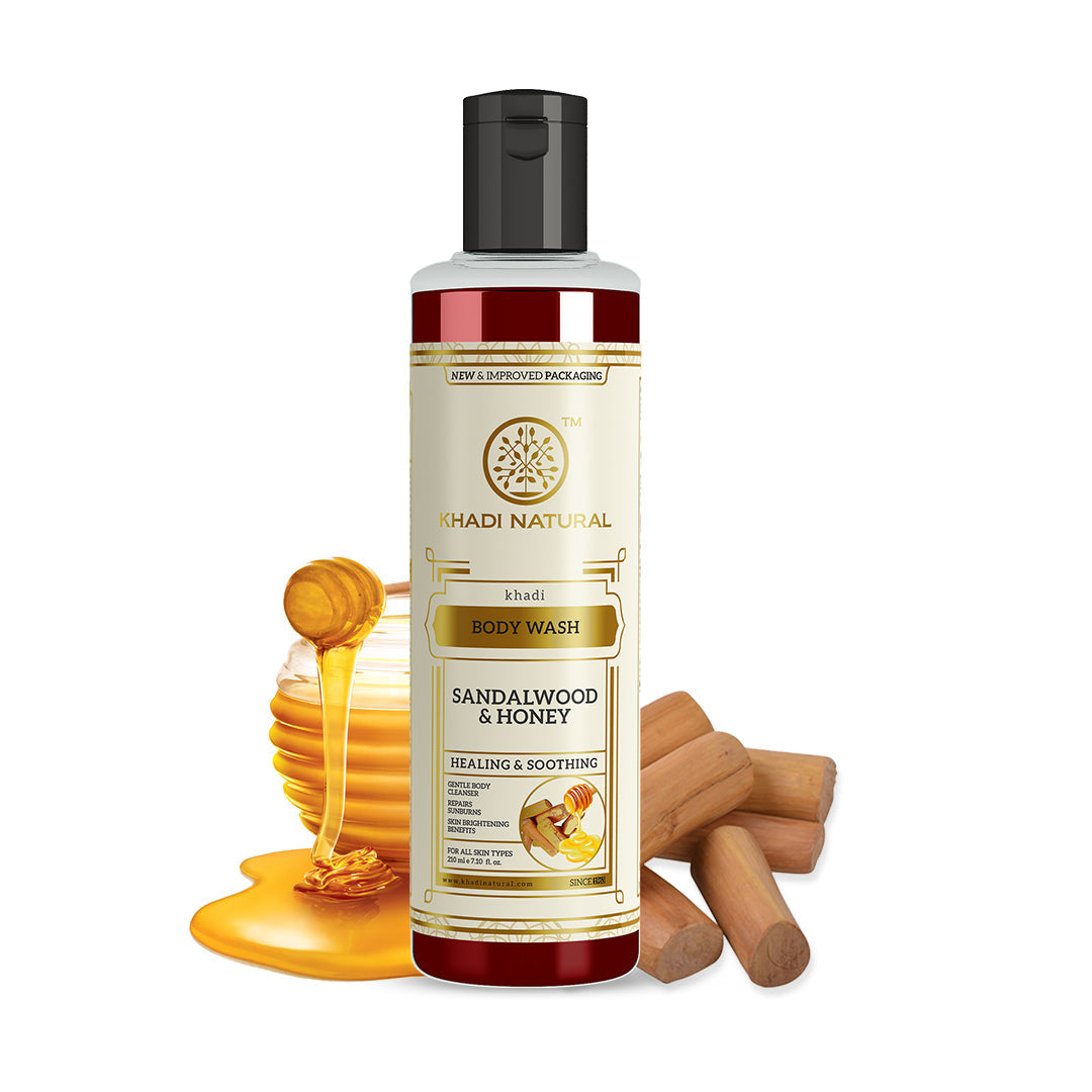 Khadi Natural Sandalwood & Honey Body Wash - 210ml - Buy from Indicrest
