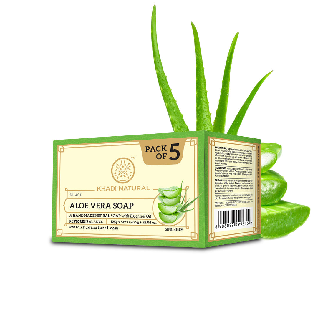 Khadi Natural Aloe Vera Soap Combo Pack Of 5 – 125gm Each - Image 6 - Buy from Indicrest