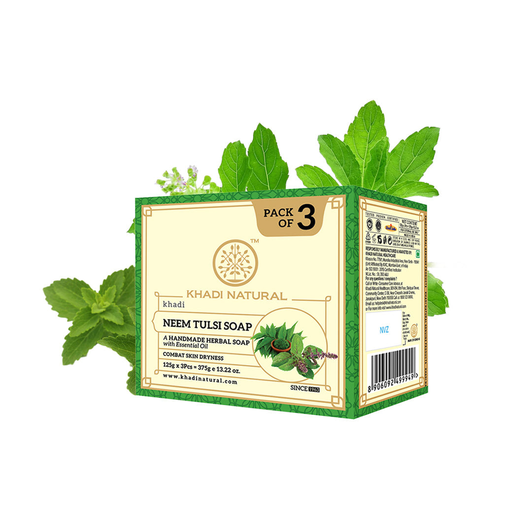 Khadi Natural Herbal Neem Tulsi Soap Combo Pack Of 3 – 125gm Each - Image 5 - Buy from Indicrest