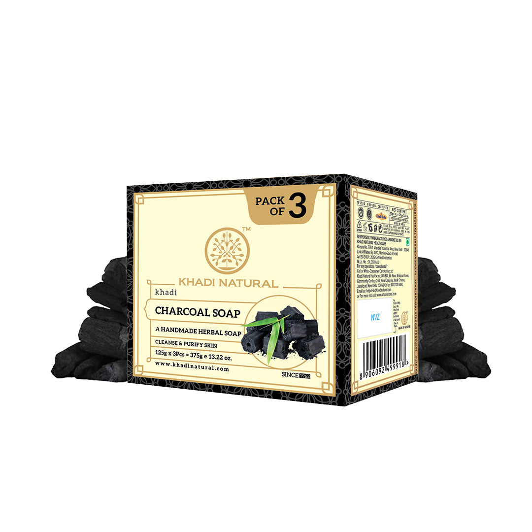Khadi Natural Herbal Charcoal Soap Combo Pack Of 3 – 125gm Each - Buy from Indicrest
