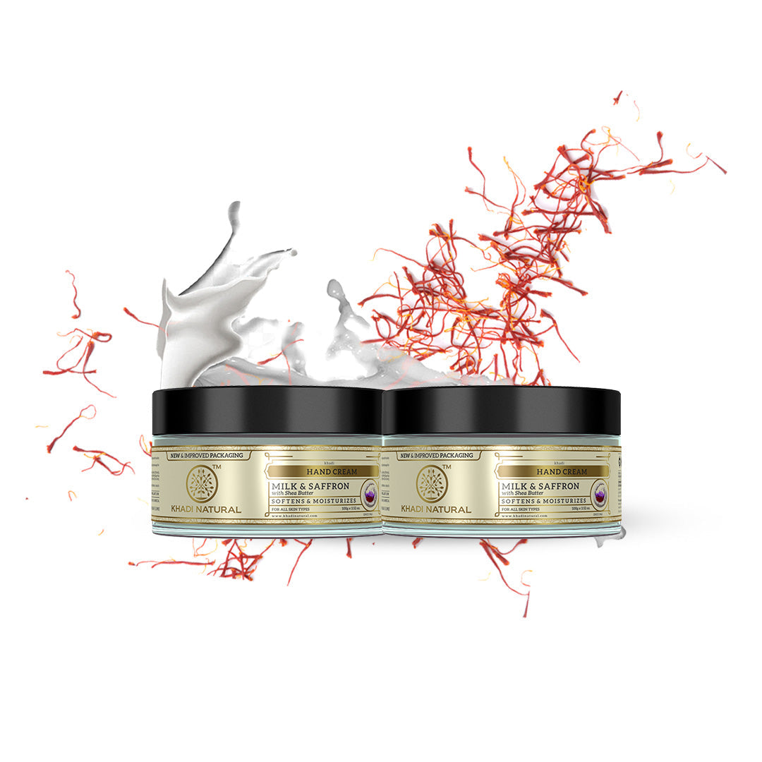 Khadi Natural Milk & Saffron-hand Cream Combo Pack of 2 - 100gm Each Sale - Buy from Indicrest