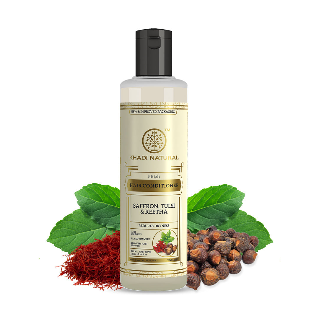 Khadi Natural Saffron Tulsi & Reetha Hair Conditioner - 210ml - Image 5 - Buy from Indicrest
