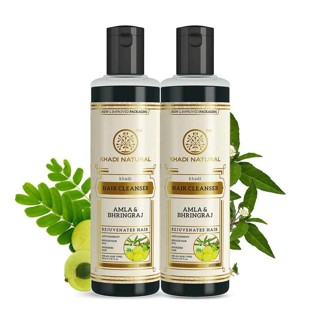 Khadi Natural Amla & Bhringraj Hair Cleanser Combo Pack of 2 - 210ml Each - Buy from Indicrest