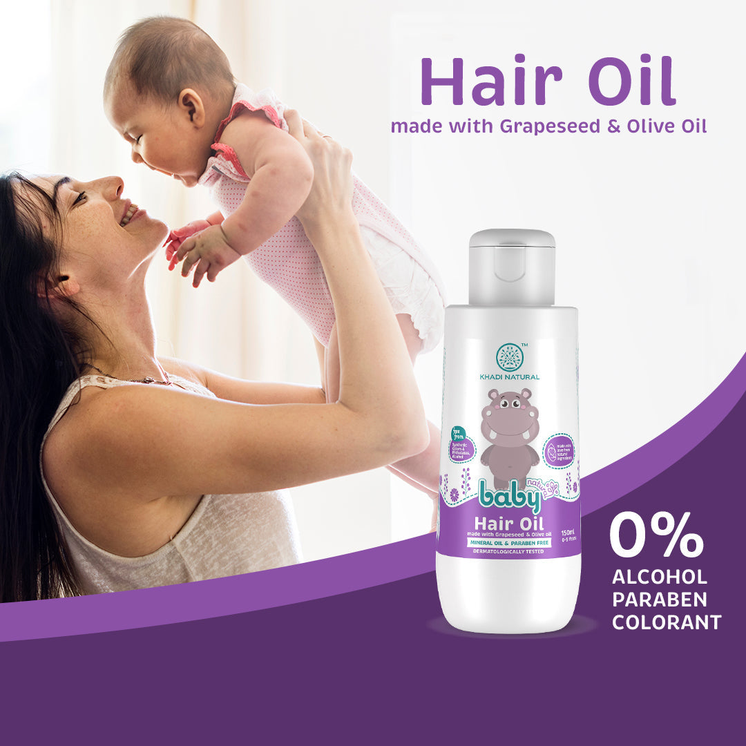 Khadi Natural Baby Hair Oil with Grapeseed and Olive - Lightweight and Non-Sticky Formula - 150ml - Image 8 - Buy from Indicrest