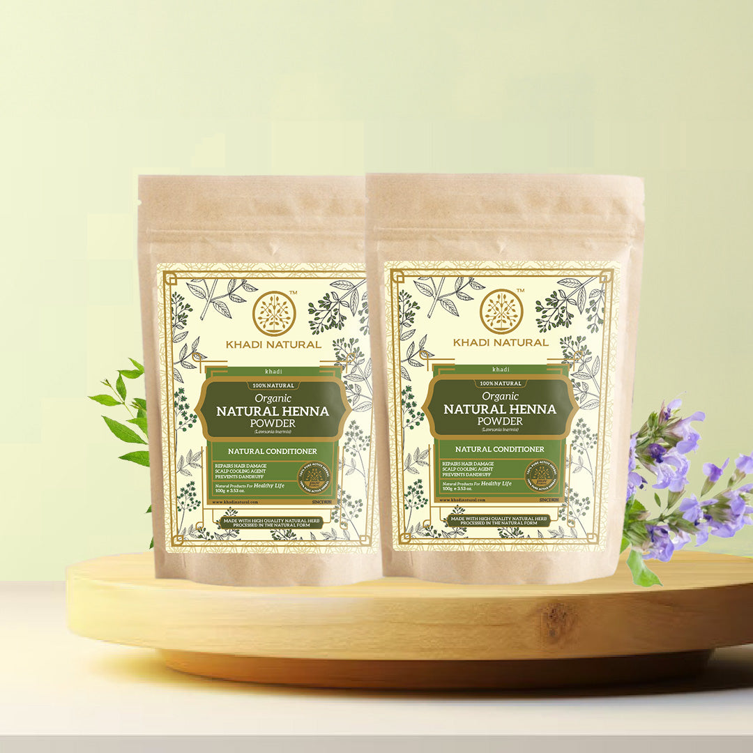 Khadi Natural Organic Herbal Henna Powder for Hair - 100% Natural - 100gm Each - Buy from Indicrest