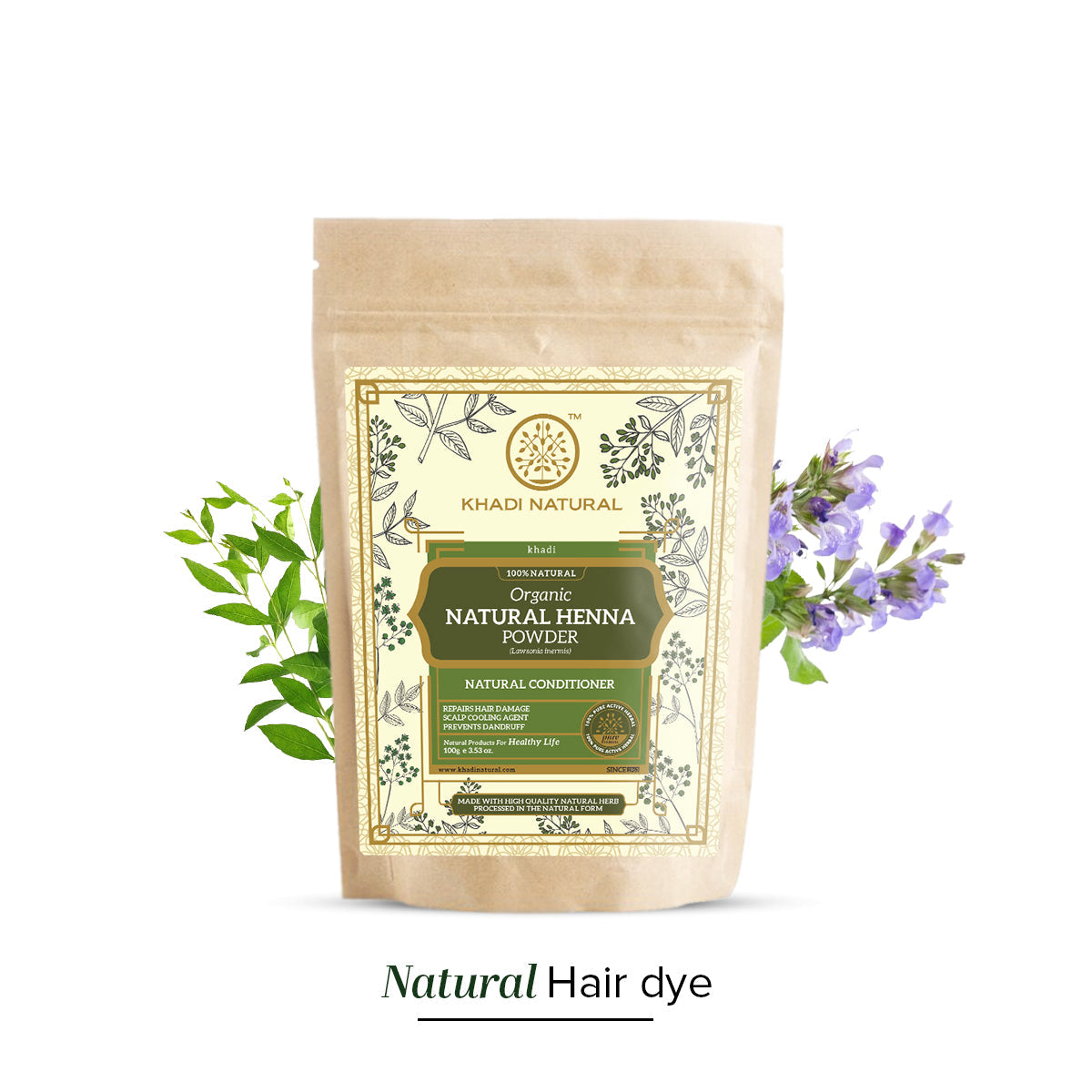 Khadi Natural Organic Natural Henna For Hair - 100% Natural - 100gm - Image 5 - Buy from Indicrest