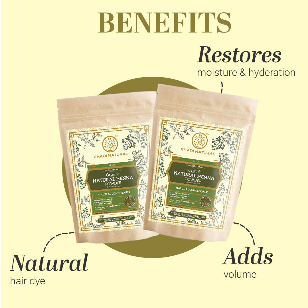 Khadi Natural Organic Herbal Henna Powder for Hair - 100% Natural - 100gm Each - Image 2 - Buy from Indicrest
