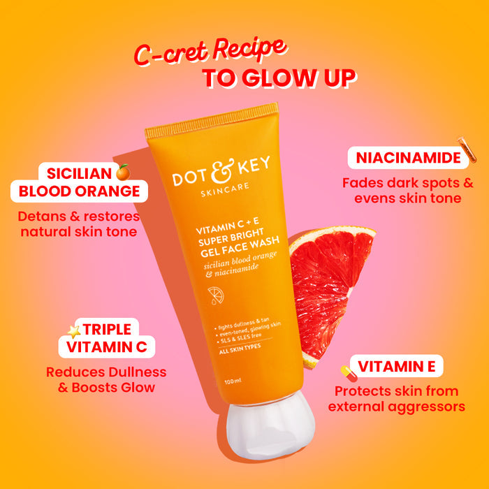 Dot & Key Vitamin C +E Super Bright Gel Face Wash, 100ml