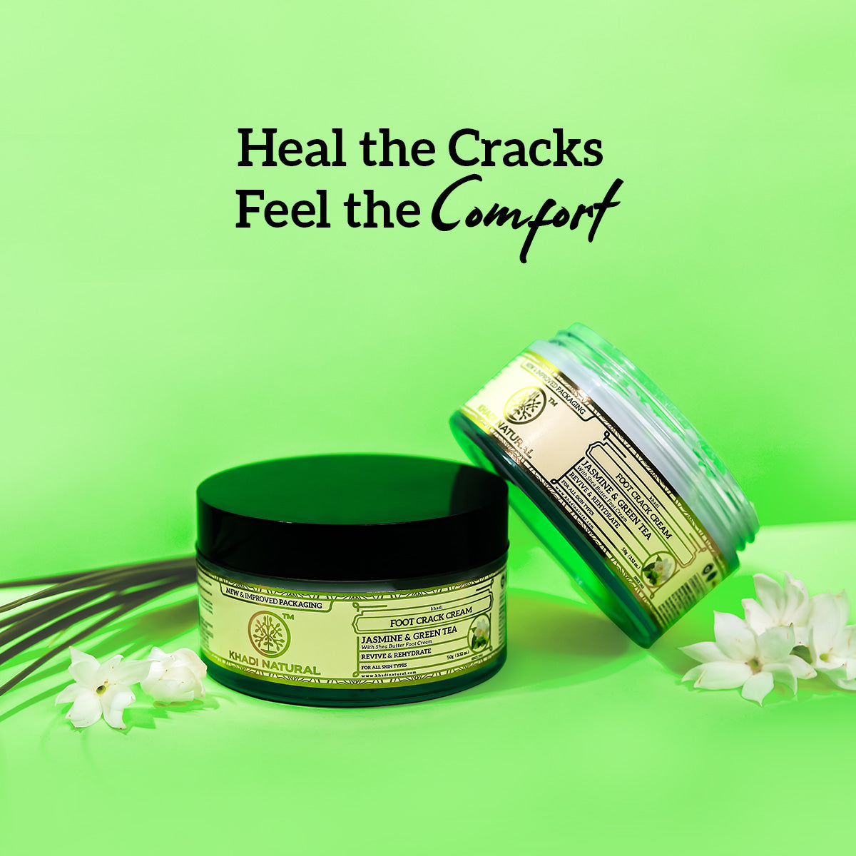 Khadi Natural Jasmine & Green Tea Herbal Foot Crack Cream with Sheabutter - 100gm - Image 8 - Buy from Indicrest