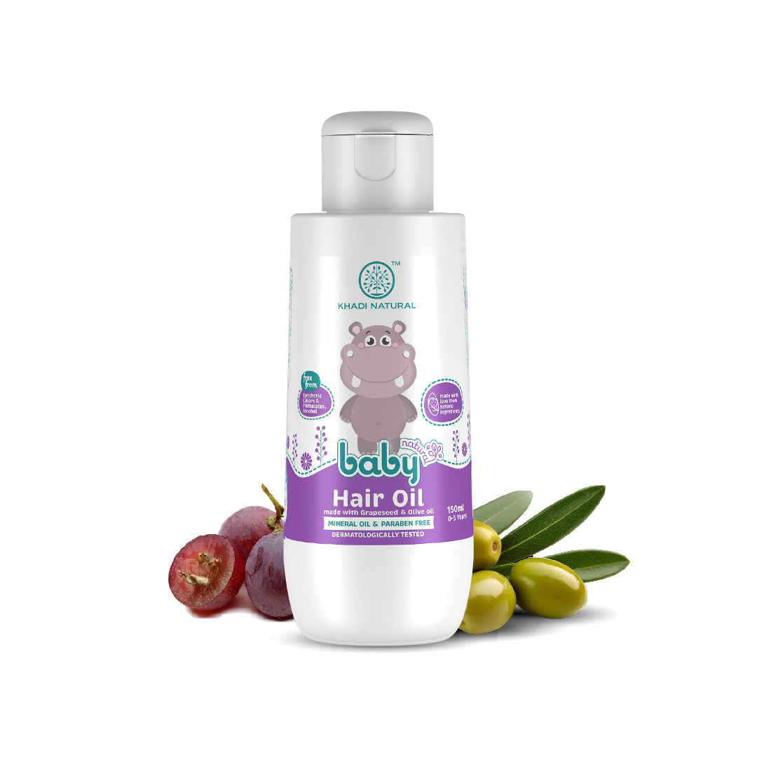 Khadi Natural Baby Hair Oil with Grapeseed and Olive - Lightweight and Non-Sticky Formula - 150ml - Image 5 - Buy from Indicrest