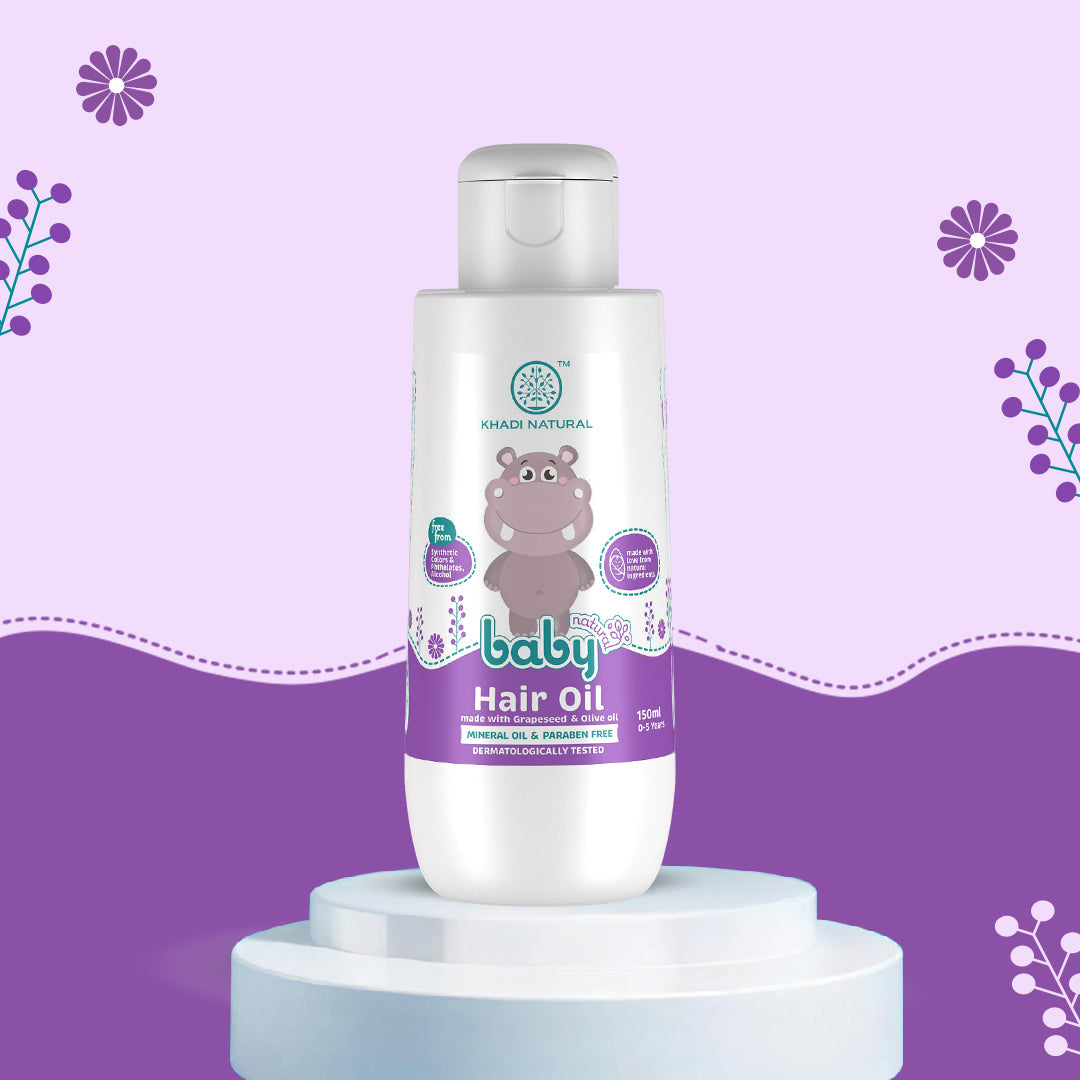 Khadi Natural Baby Hair Oil with Grapeseed and Olive - Lightweight and Non-Sticky Formula - 150ml - Image 6 - Buy from Indicrest