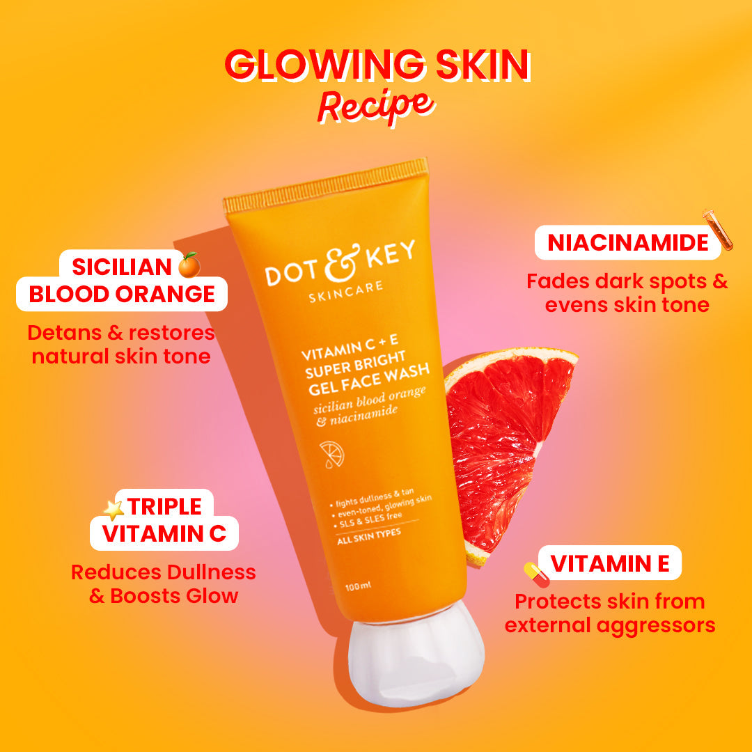 Dot & Key Vitamin C Daily Glow Booster Combo, (100ml+60ml+50g+30ml)