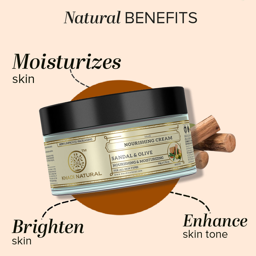 Khadi Natural Sandal & Olive Nourishing Face Cream - 50gm - Image 2 - Buy from Indicrest