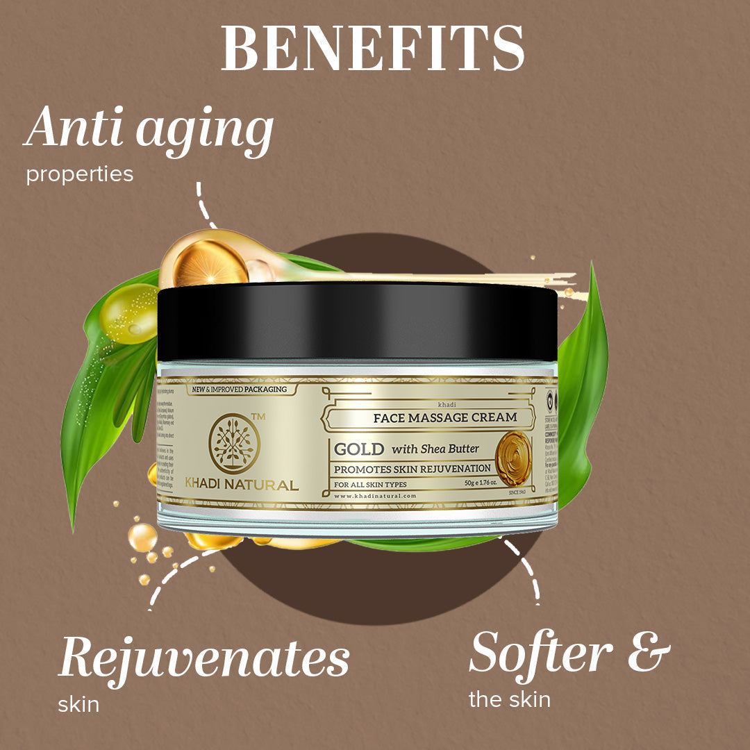 Khadi Natural Face Gold Massage Cream - 50gm - Image 2 - Buy from Indicrest