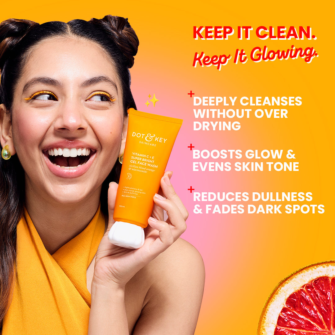 Dot & Key Vitamin C + E Gel Face Wash for Glowing Skin, 100ml