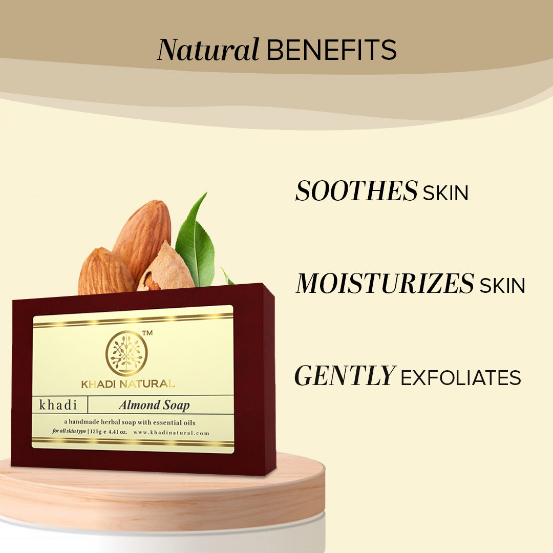 Khadi Natural Almond Soap Combo Pack Of 5 – 125gm Each - Image 2 - Buy from Indicrest