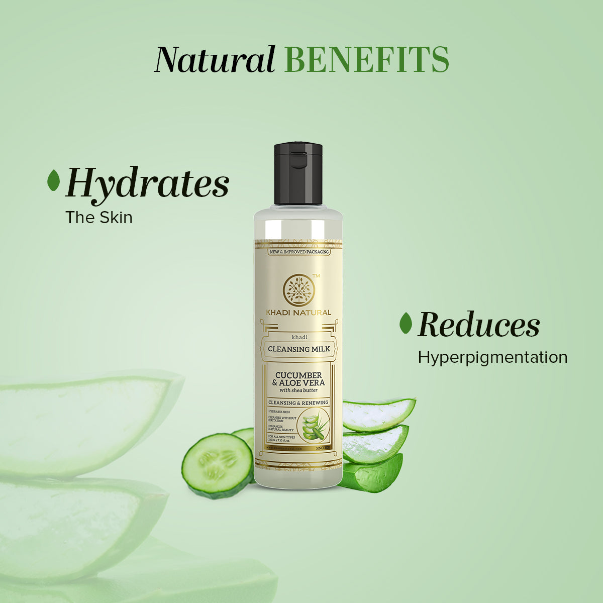 Khadi Natural Cucumber & Aloevera Cleansing Milk - 210ml - Image 2 - Buy from Indicrest