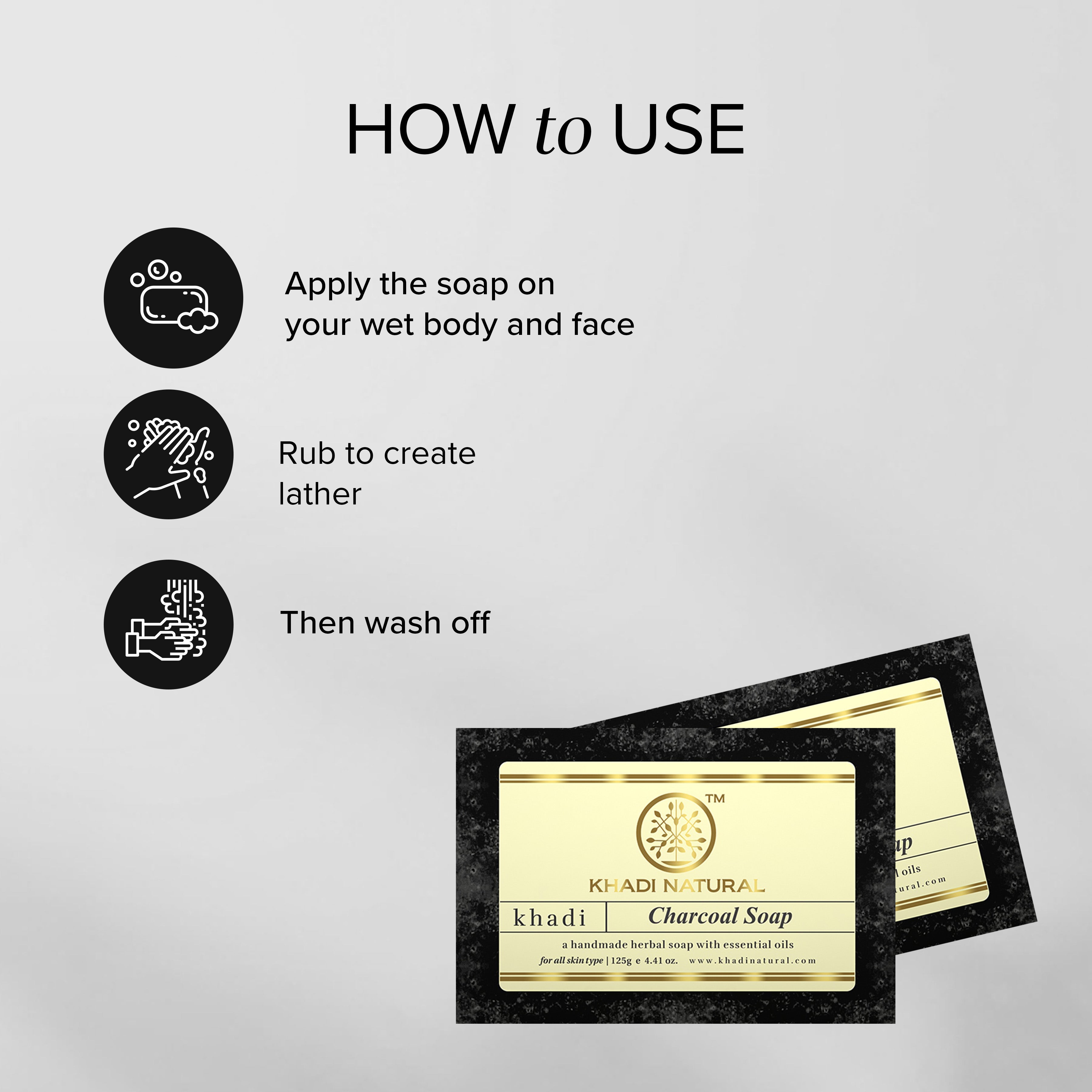 Khadi Natural Charcoal Soap Combo Pack Of 8 – 125gm Each - Image 4 - Buy from Indicrest