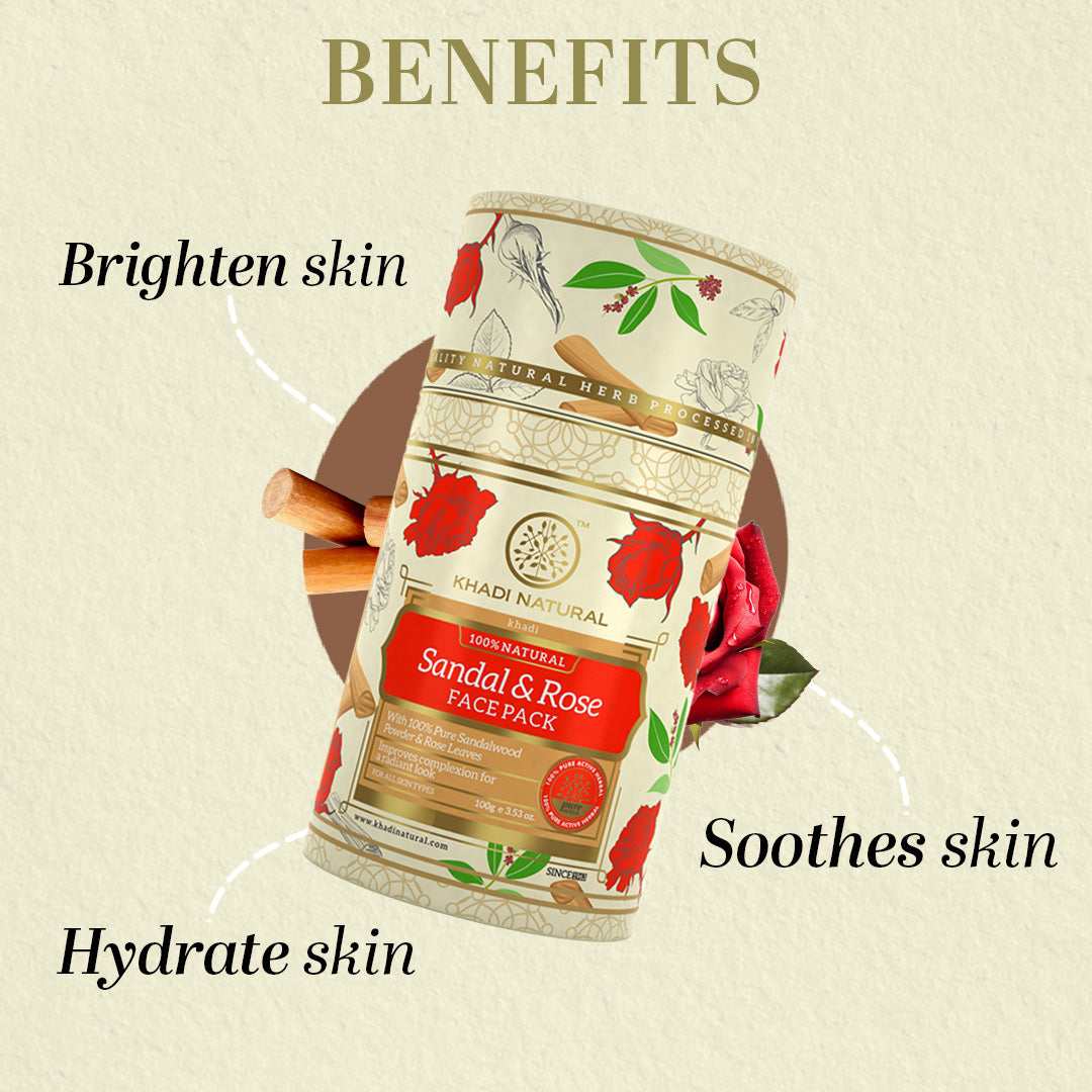 Khadi Natural Sandalwood & Rose Face Pack - 100gm - Image 3 - Buy from Indicrest