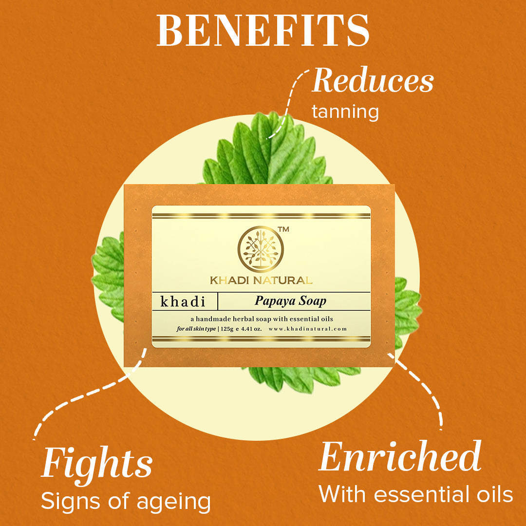 Khadi Natural Papaya Soap Combo Pack Of 8 – 125gm Each - Image 2 - Buy from Indicrest