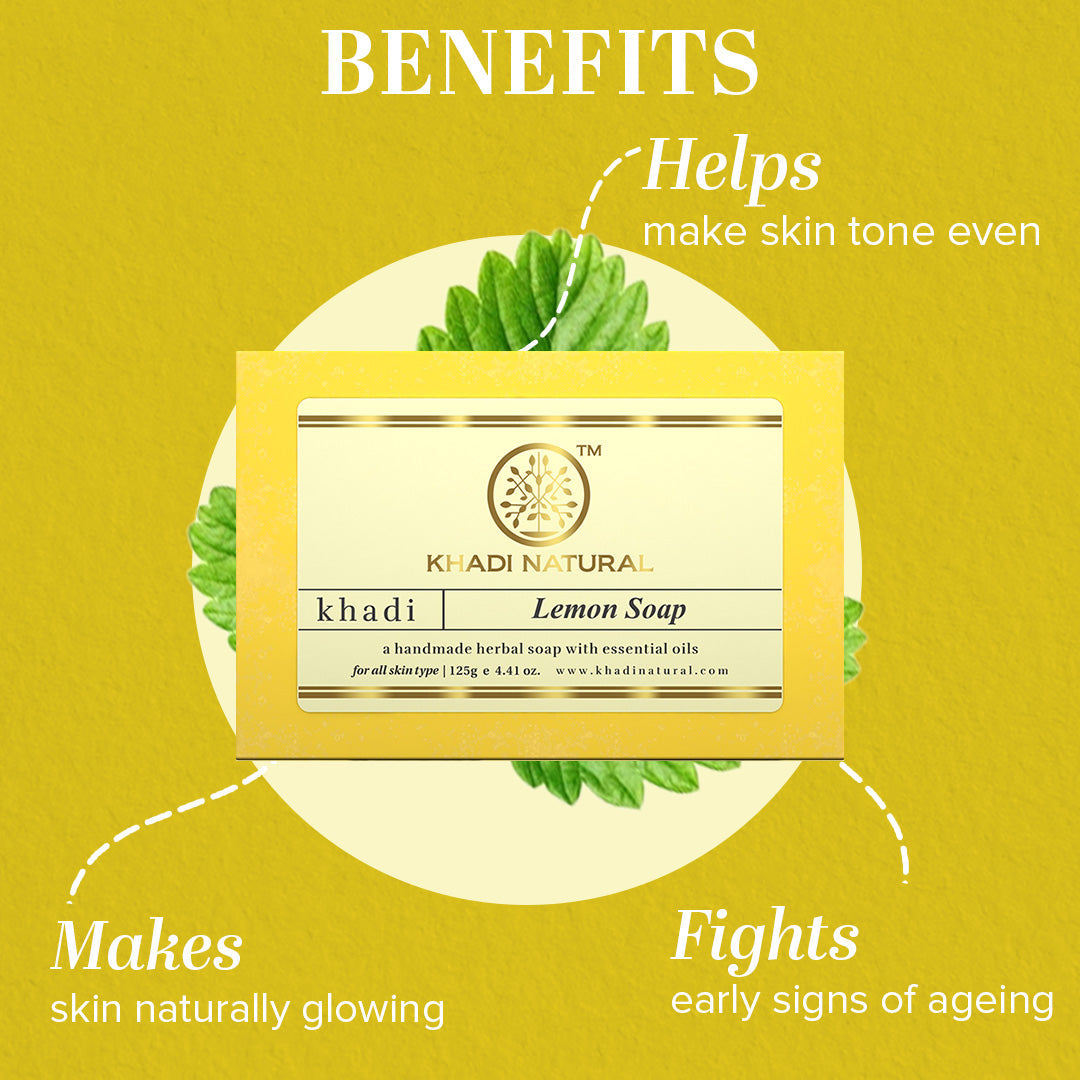 Khadi Natural Herbal Lemon Soap Combo Pack Of 3 – 125gm Each - Image 2 - Buy from Indicrest