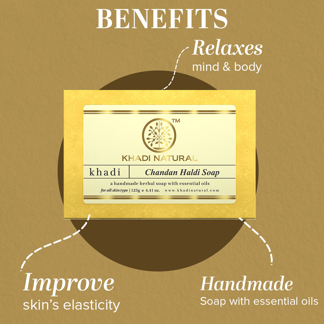 Khadi Natural Herbal Chandan Haldi Soap Combo Pack Of 8 – 125gm Each - Image 2 - Buy from Indicrest