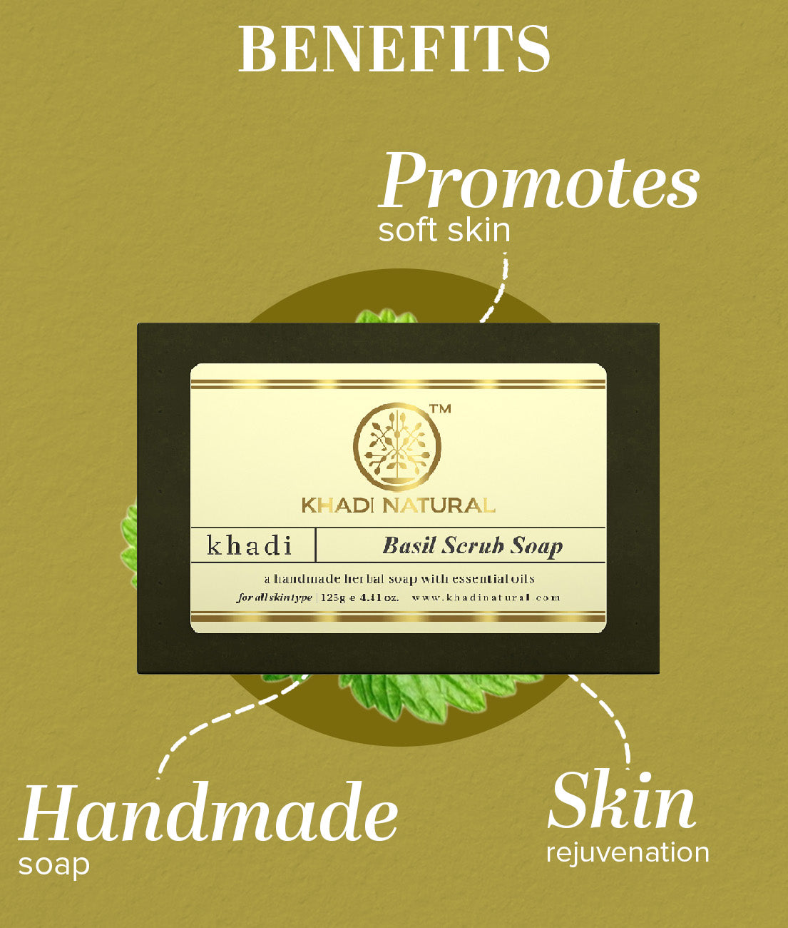 Khadi Natural Herbal Basil Scrub Soap Combo Pack Of 3 – 125gm Each - Image 2 - Buy from Indicrest