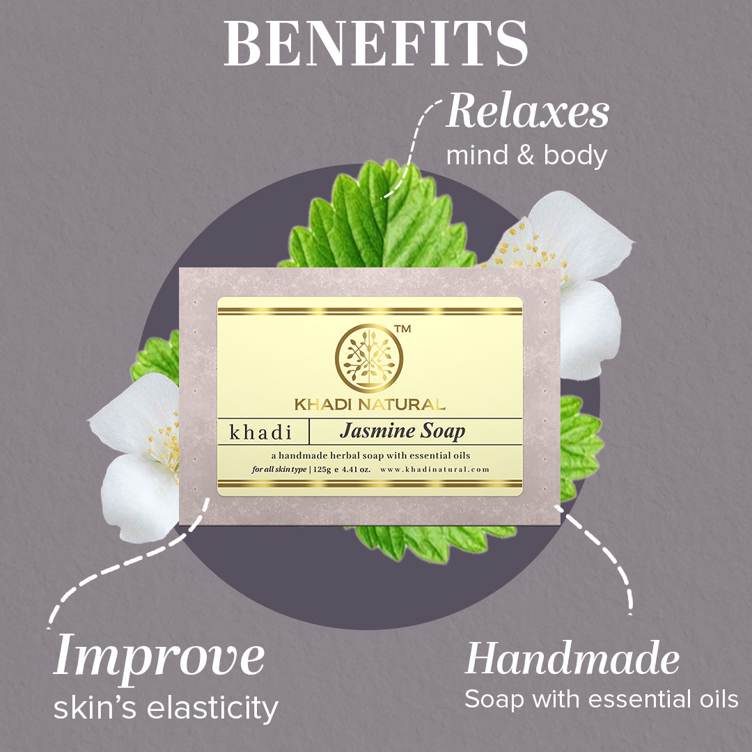 Khadi Natural Herbal Jasmine Soap Combo Pack Of 8 – 125gm Each - Image 2 - Buy from Indicrest