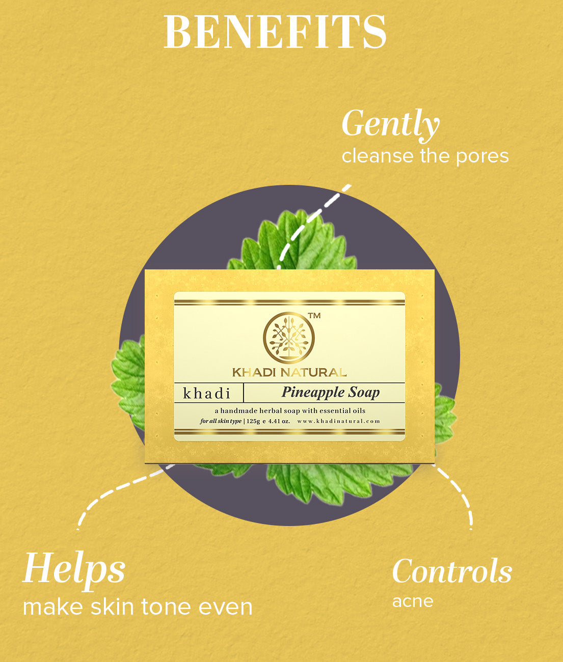 Khadi Natural Pineapple Soap Combo Pack Of 5 – 125gm Each - Image 2 - Buy from Indicrest