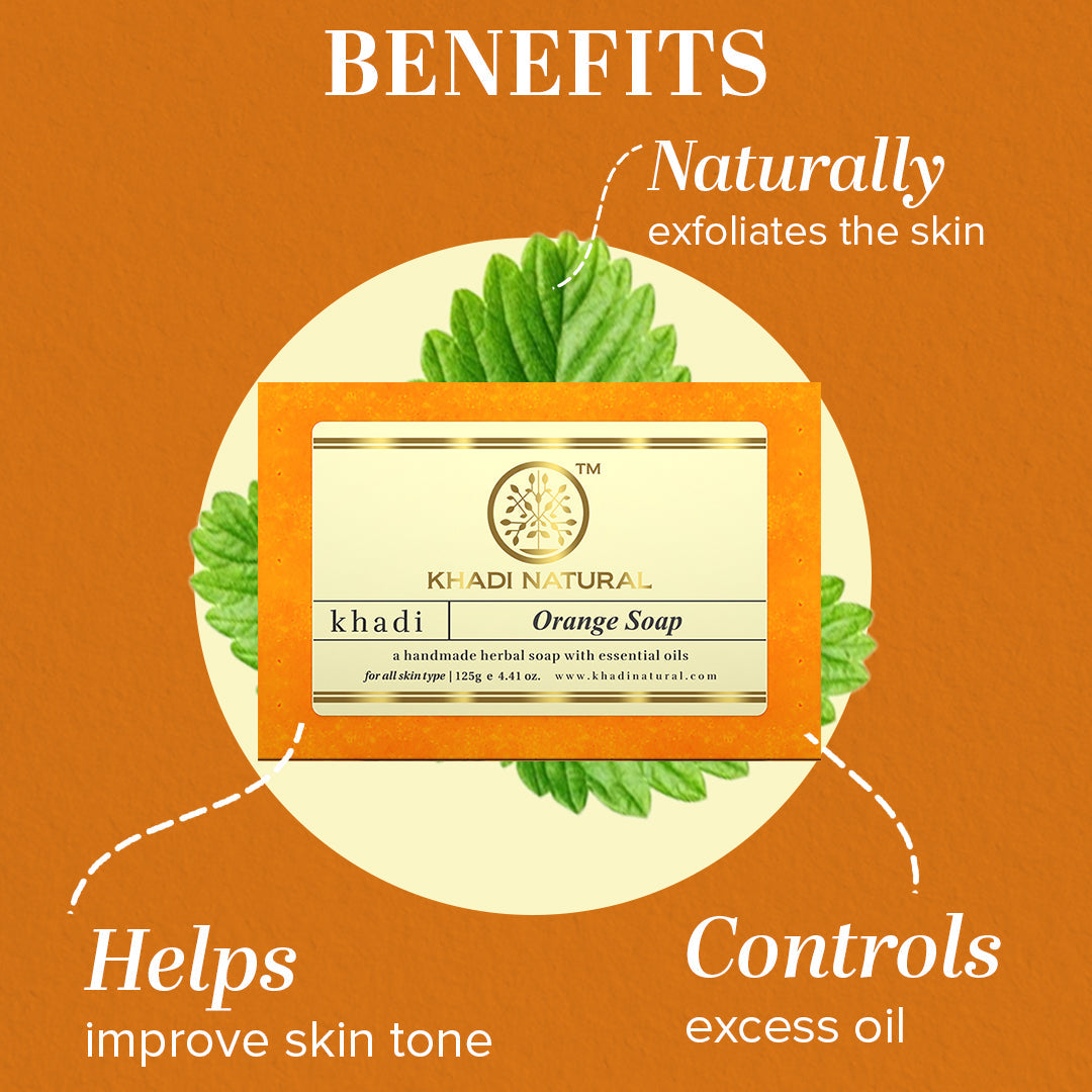 Khadi Natural Orange Soap Combo Pack Of 5 – 125gm Each - Image 2 - Buy from Indicrest