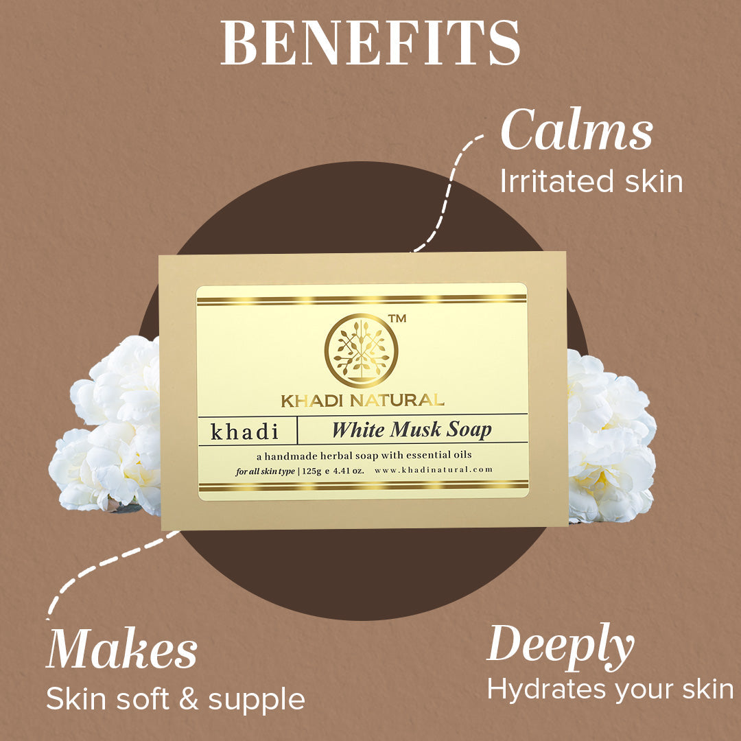 Khadi Natural Herbal White Musk Soap Combo Pack Of 3 – 125gm Each - Image 2 - Buy from Indicrest