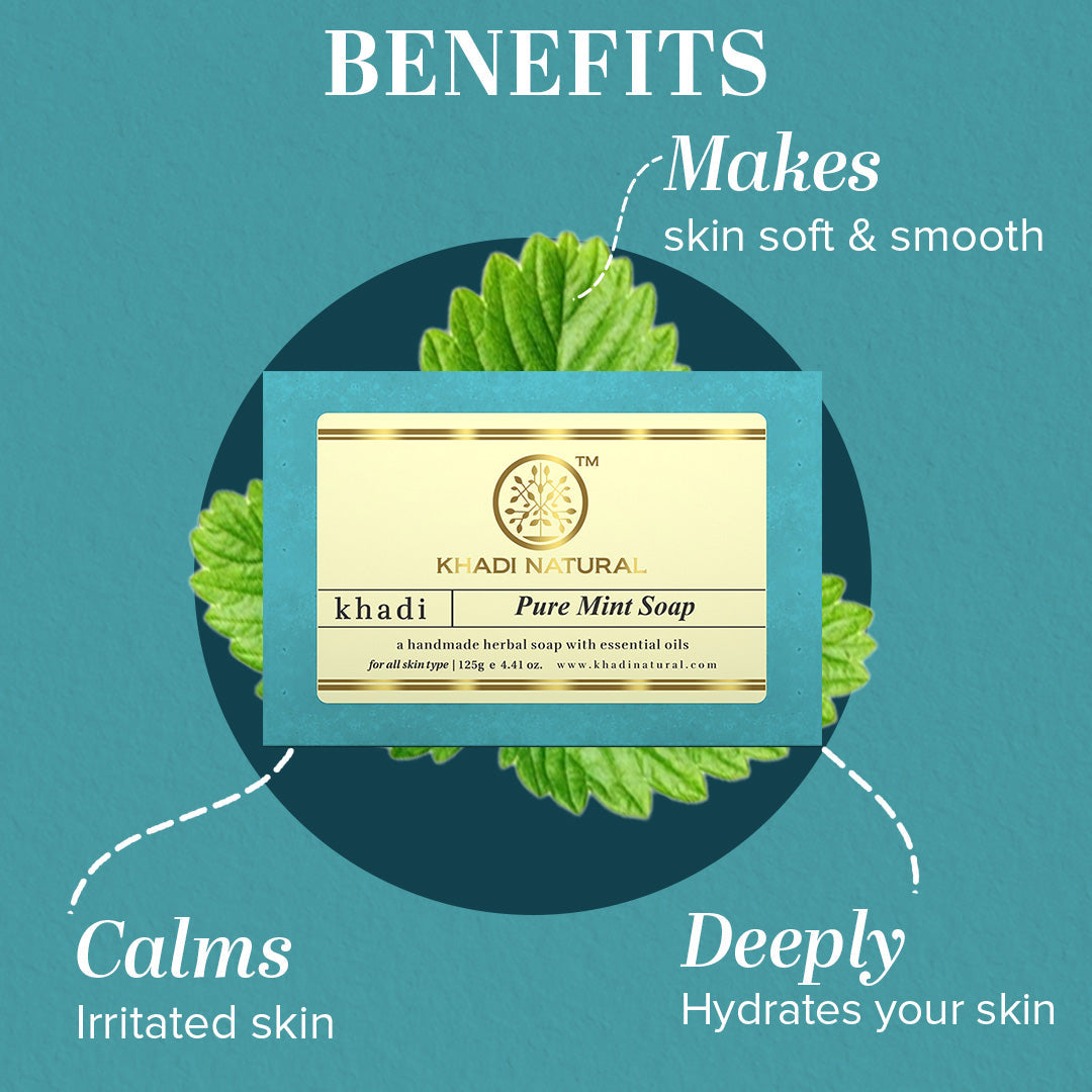 Khadi Natural Pure Mint Soap Combo Pack Of 8 – 125gm Each - Image 2 - Buy from Indicrest
