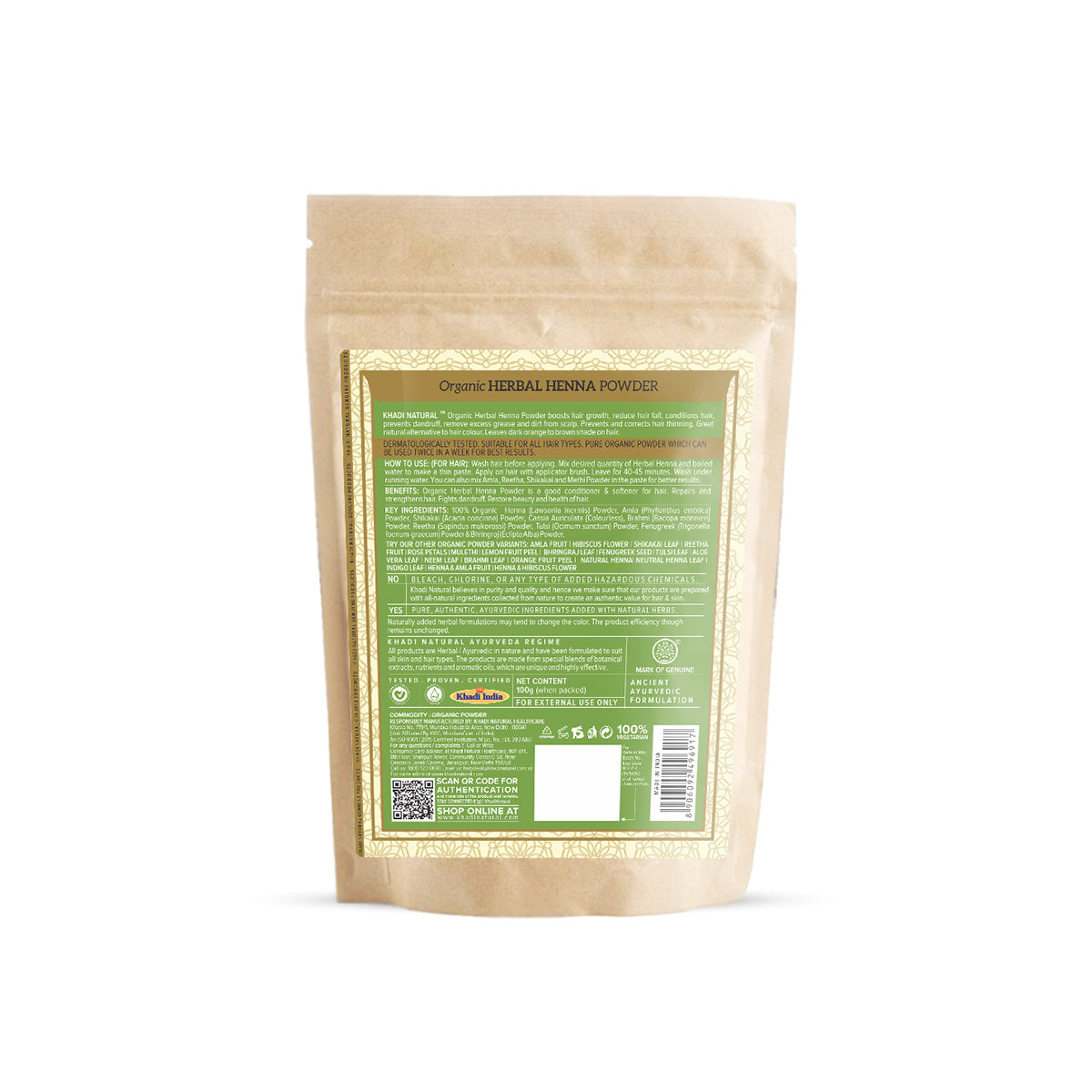 Khadi Natural Organic Natural Henna For Hair - 100% Natural - 100gm - Image 6 - Buy from Indicrest