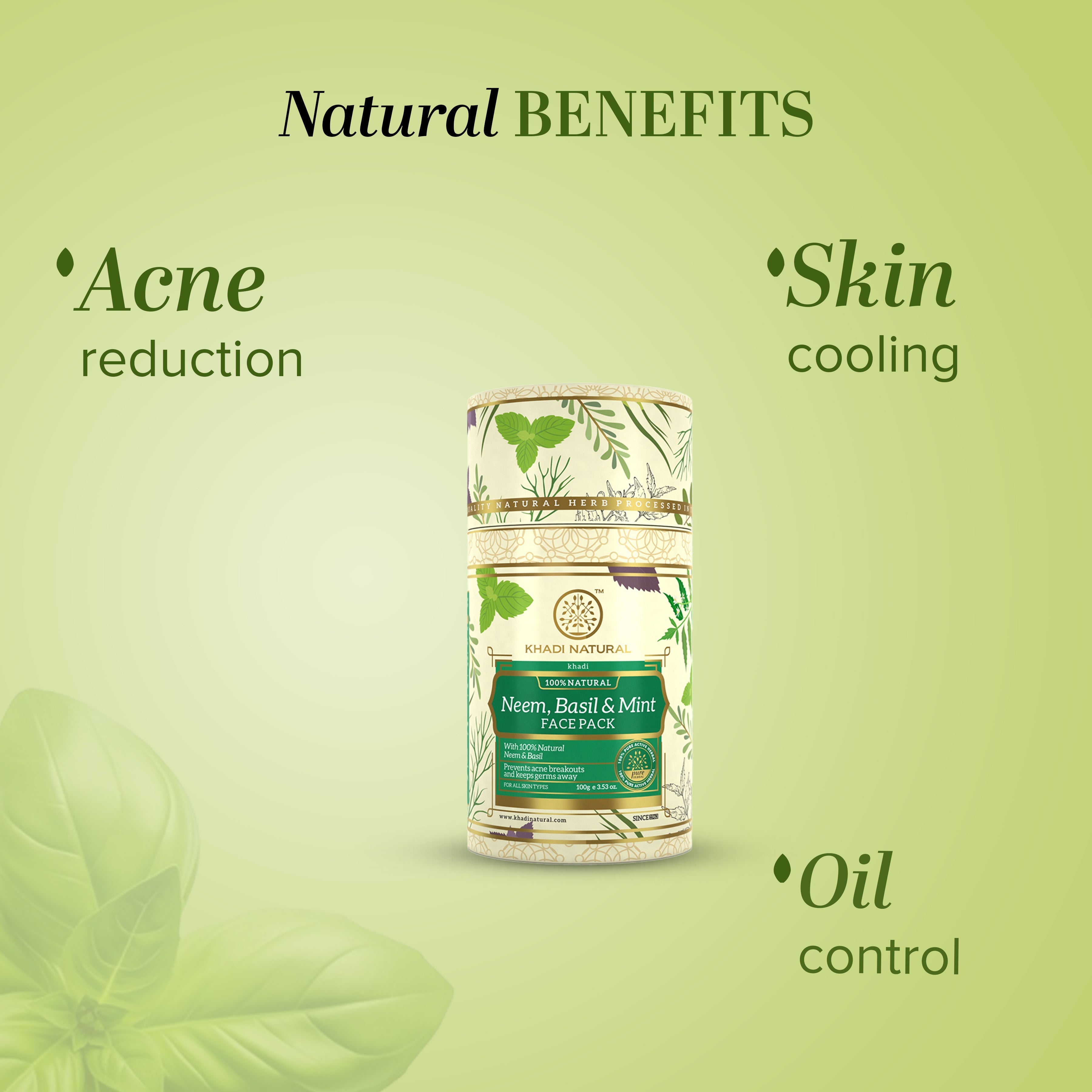 Khadi Natural Neem, Basil & Mint Face Pack - 100gm - Image 3 - Buy from Indicrest