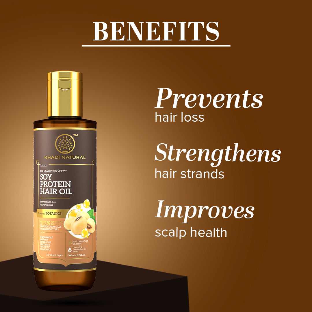 Khadi Natural Soy Protein Hair Oil - Powered Botanics - 200ml - Image 2 - Buy from Indicrest