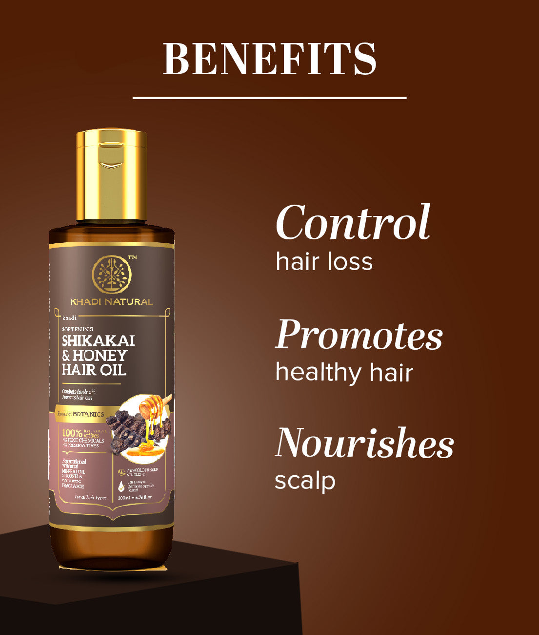Khadi Natural Shikakai & Honey Hair Oil - Powered Botanics - 200ml - Image 2 - Buy from Indicrest