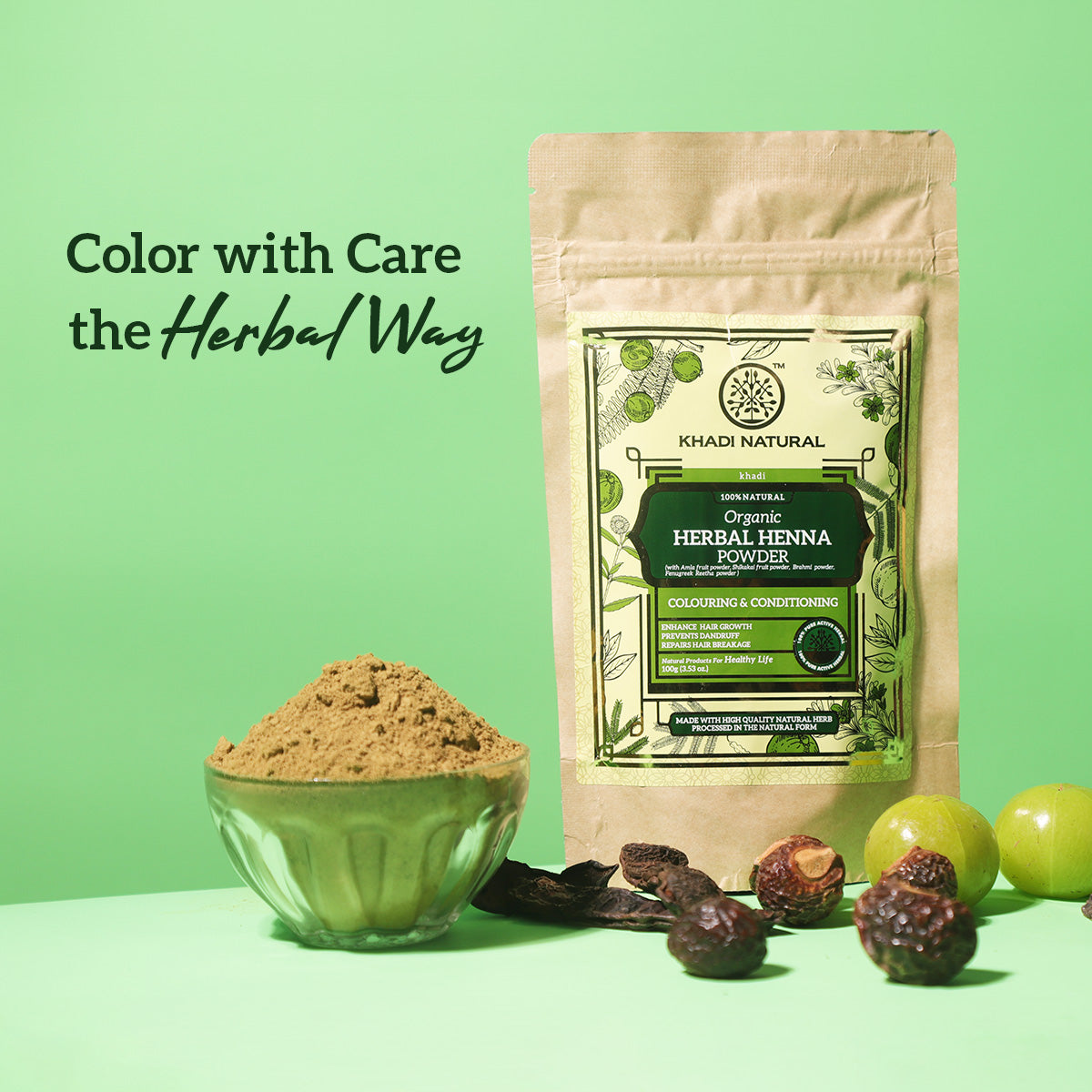 Khadi Natural Organic Natural Henna For Hair - 100% Natural - 100gm - Image 7 - Buy from Indicrest