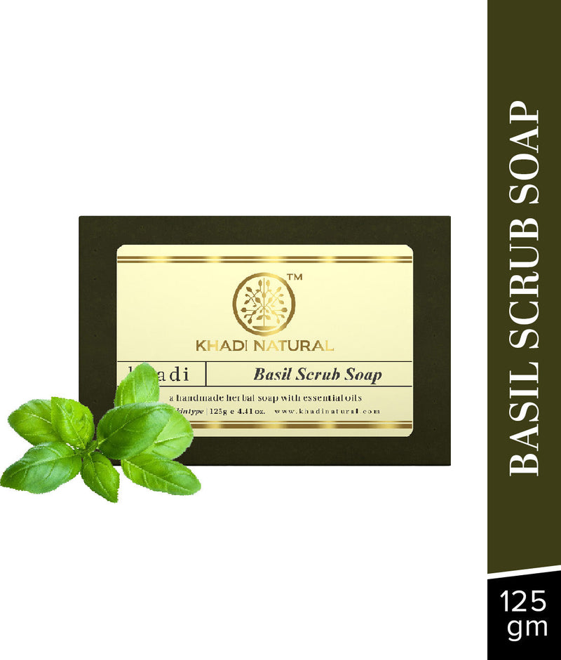 Khadi Natural Herbal Basil Scrub Soap 125gm - Buy from Indicrest