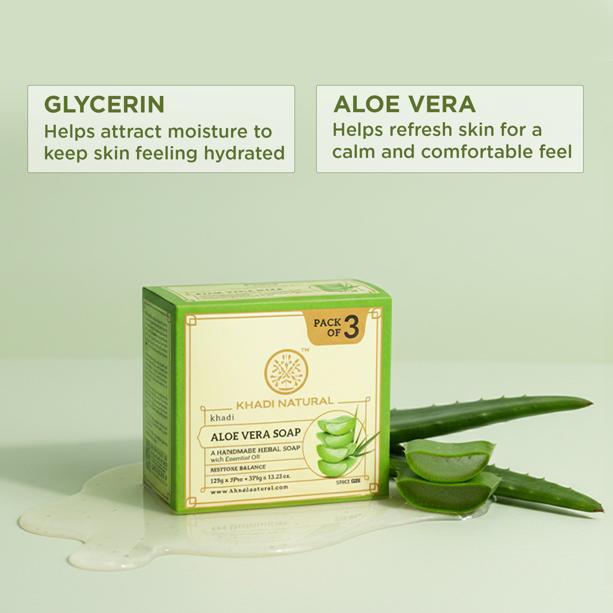Khadi Natural Aloevera Soap Combo Pack Of 3 – 125gm Each - Image 6 - Buy from Indicrest