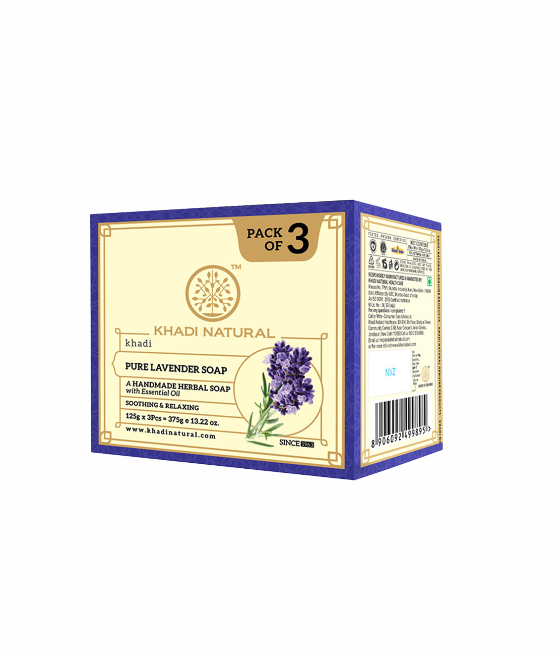 Khadi Natural Pure Lavender Soap - 125gm - Image 7 - Buy from Indicrest