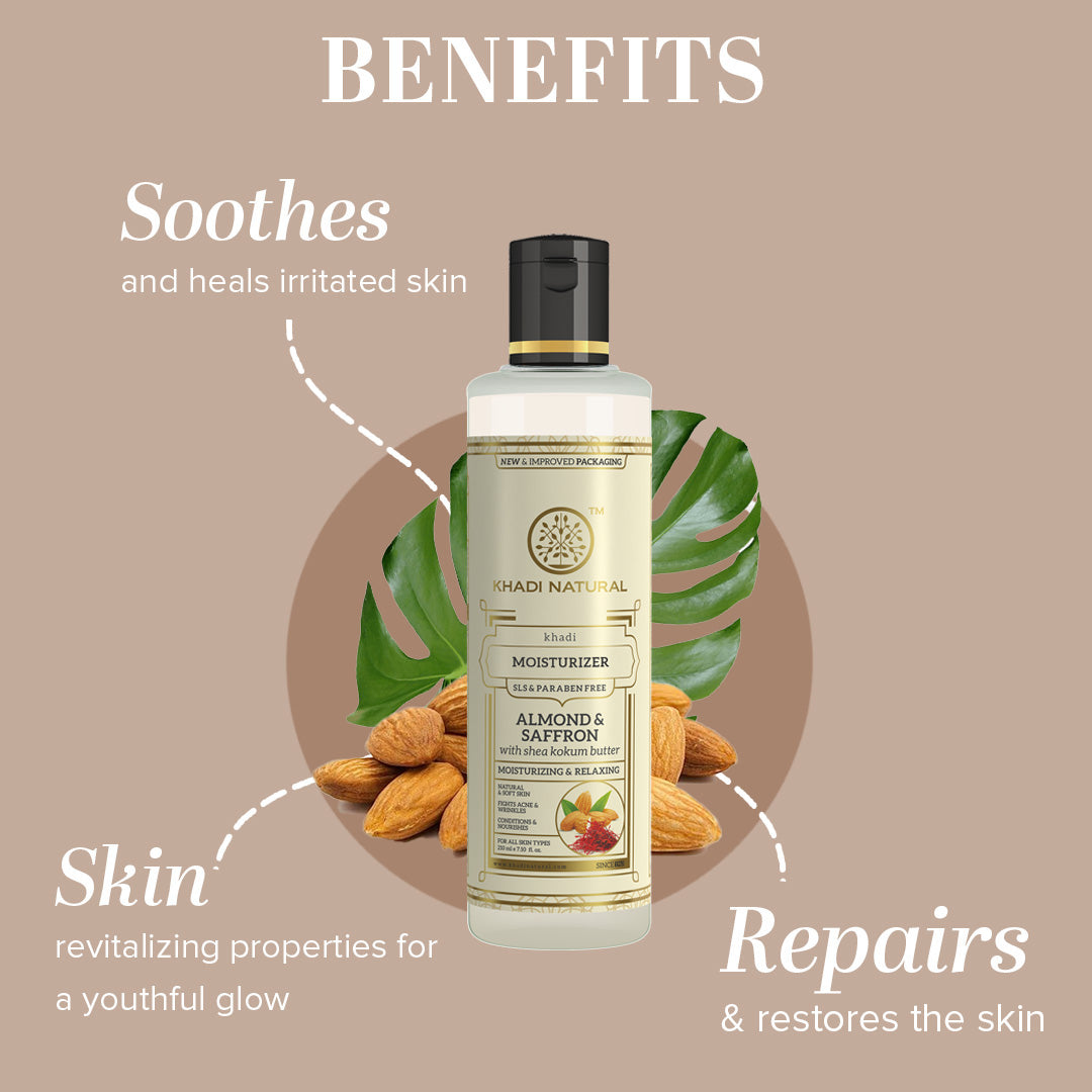 Khadi Natural Almond & Saffron Moisturizer- SLS &  Paraben Free - 210ml - Image 2 - Buy from Indicrest