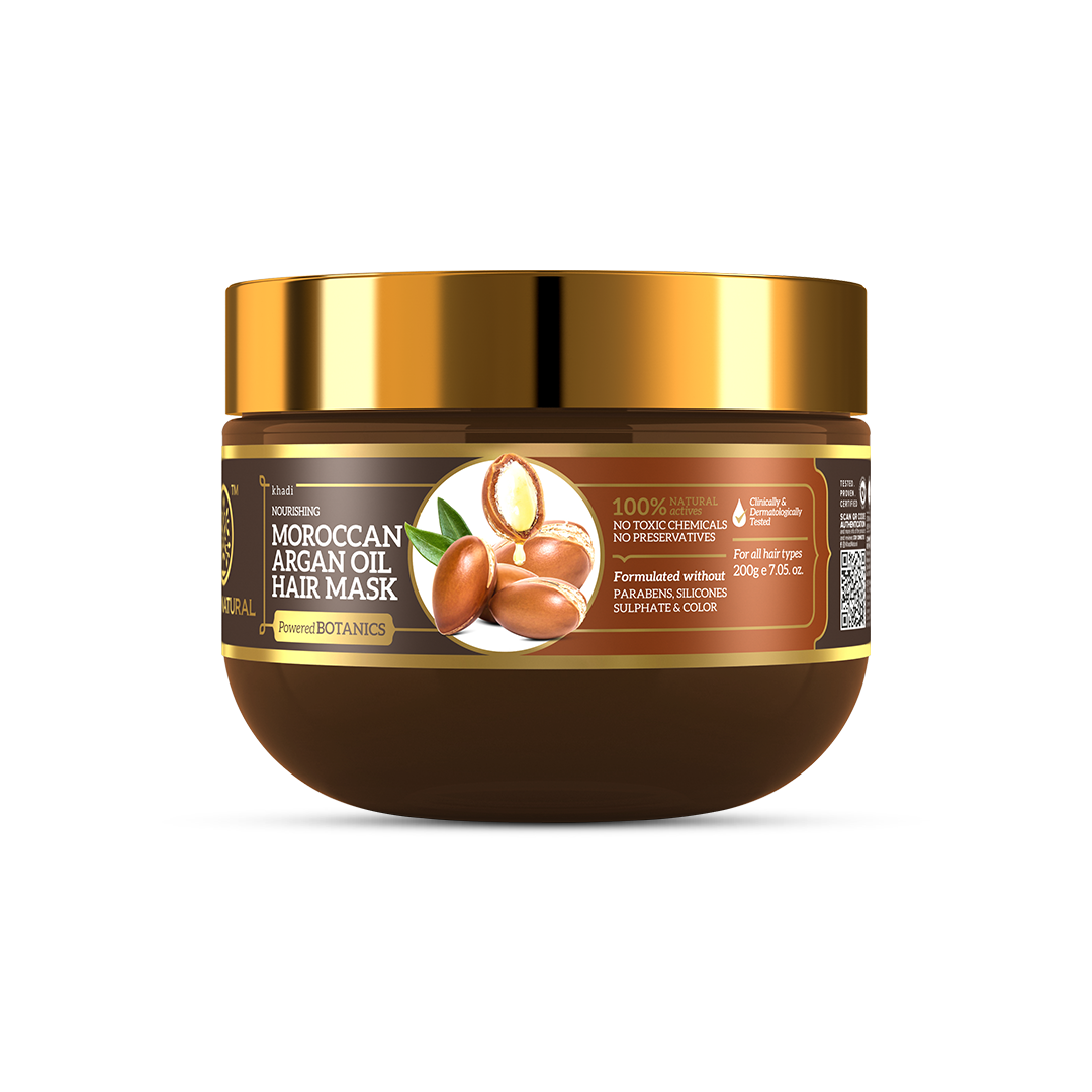 Khadi Natural Moroccan Argan Oil Hair Mask – SLS, Paraben & Color-Free - 200gm - Buy from Indicrest