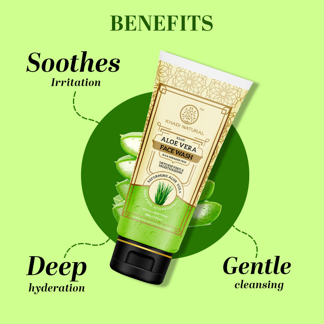 Khadi Natural Aloe Vera Face Wash SLS & Paraben Free - 100gm - Image 3 - Buy from Indicrest