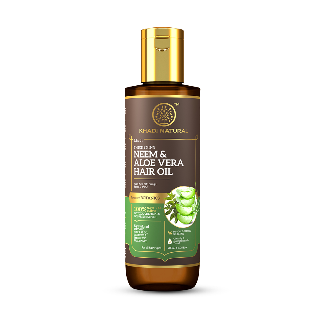 Khadi Natural Neem & Aloe Vera Hair Oil - Mineral Oil, Silicones, Synthetic Fragrance Free - 200ml - Buy from Indicrest