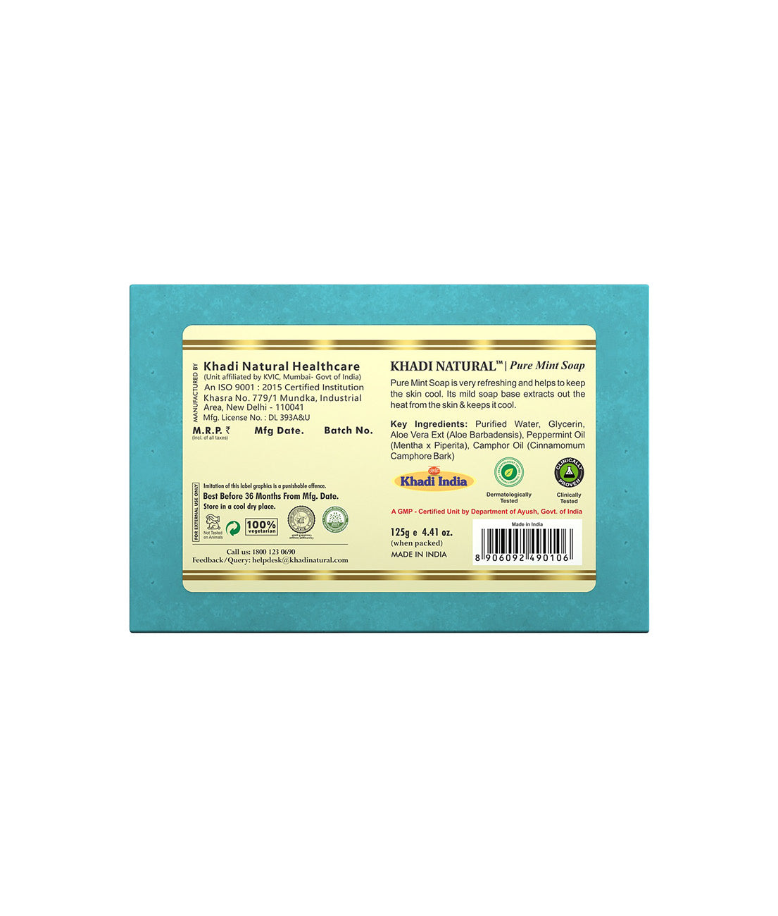 Khadi Natural Pure Mint Soap 125gm - Image 5 - Buy from Indicrest