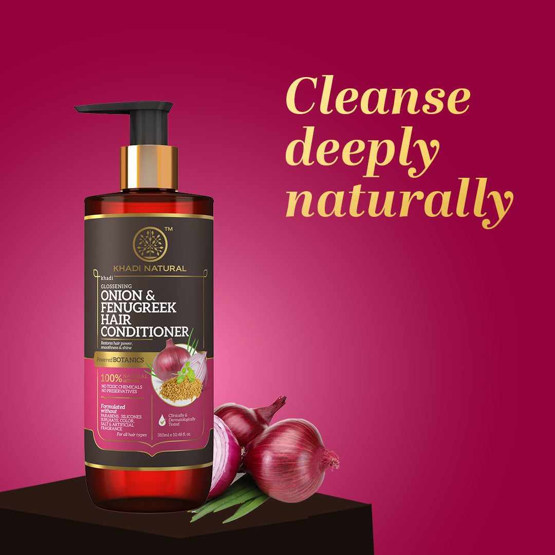 Khadi Natural Onion & Fenugreek Hair Conditioner - Paraben, Silicones, Sulphate, Color, Salt & Artificial Fragrance Free - 310ml - Image 7 - Buy from Indicrest