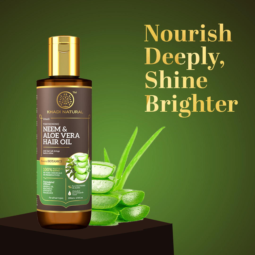 Khadi Natural Neem & Aloe Vera Hair Oil - Mineral Oil, Silicones, Synthetic Fragrance Free - 200ml - Image 7 - Buy from Indicrest