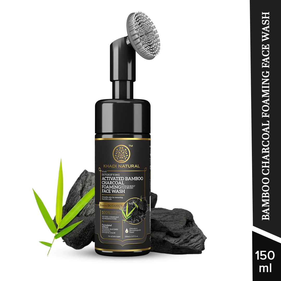 Khadi Natural Activated Bamboo Charcoal Foaming Face Wash with In- Built Face Brush - 150ml - Image 7 - Buy from Indicrest