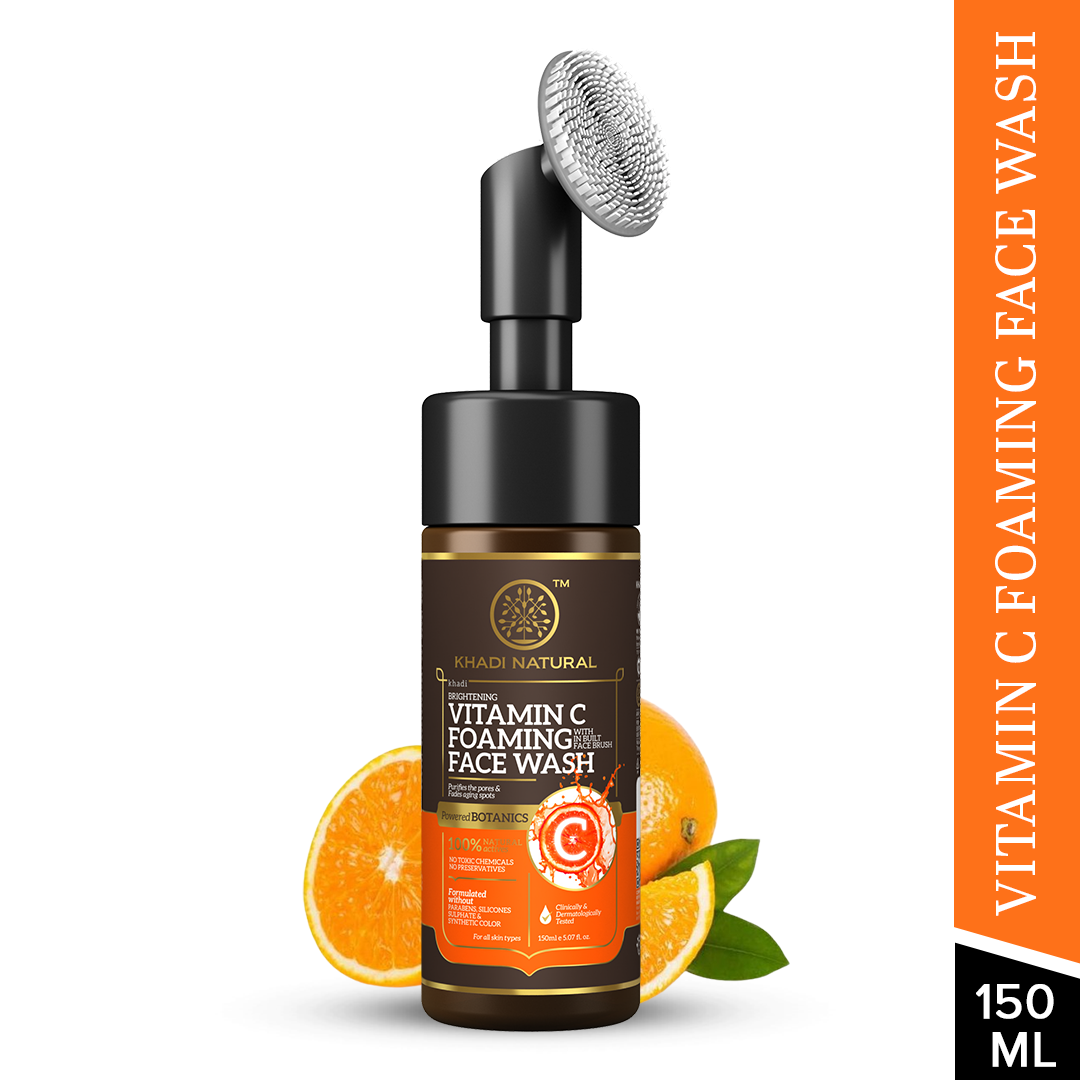 Khadi Natural Vitamin C Foaming Face Wash Within - Built Face Brush - 150ml - Image 7 - Buy from Indicrest