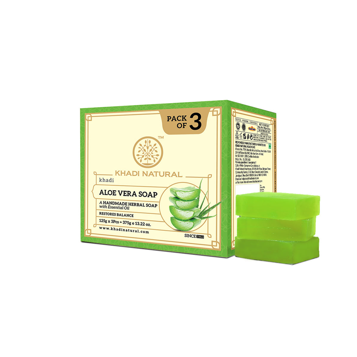 Khadi Natural Aloevera Soap Combo Pack Of 3 – 125gm Each - Buy from Indicrest